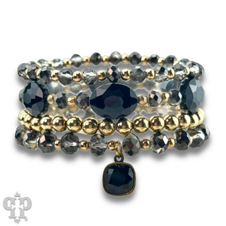 Four strand faceted bead bracelet with Austrian crystal