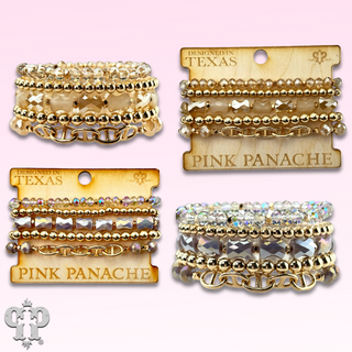 Mixed bead bracelet set with chain feature