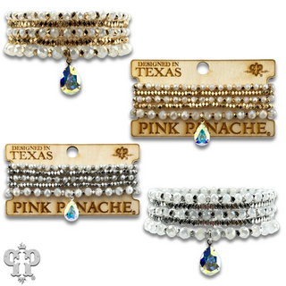 Faceted bead bracelet with Austrian crystal teardrop