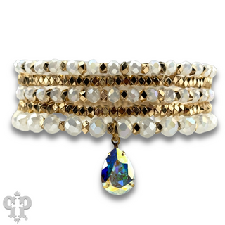 Faceted bead bracelet with Austrian crystal teardrop