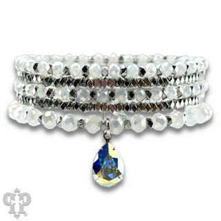 Faceted bead bracelet with Austrian crystal teardrop