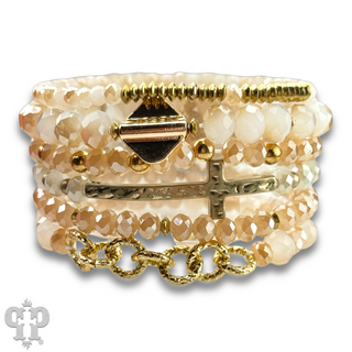 Mixed charm and bead multi strand bracelet