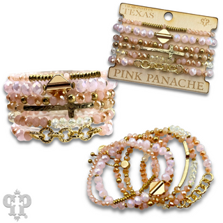 Mixed charm and bead multi strand bracelet