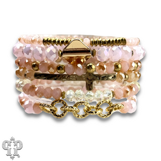 Mixed charm and bead multi strand bracelet