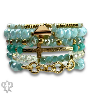 Mixed charm and bead multi strand bracelet