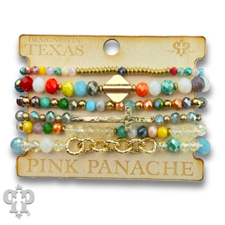 Mixed charm and bead multi strand bracelet