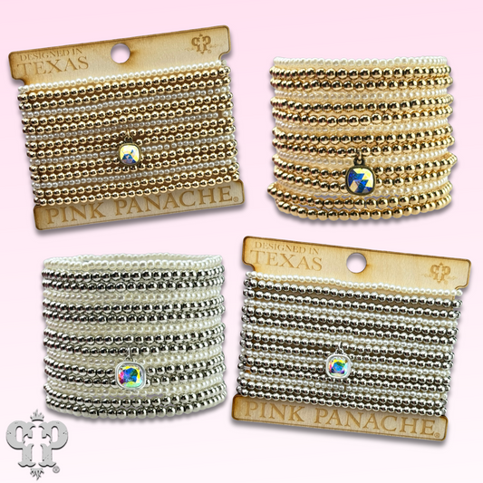 Pearl bead bracelet with Austrian crystal
