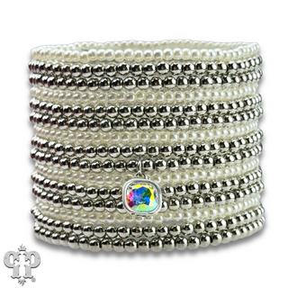 Pearl bead bracelet with Austrian crystal