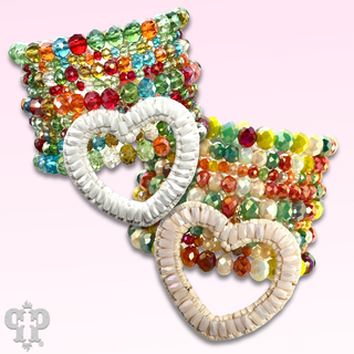 Nine strand bracelet set with large heart charm