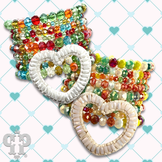 Nine strand bracelet set with large heart charm