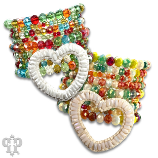 Nine strand bracelet set with large heart charm