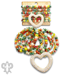 Nine strand bracelet set with large heart charm