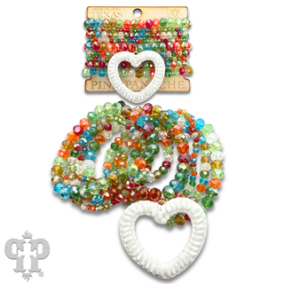 Nine strand bracelet set with large heart charm