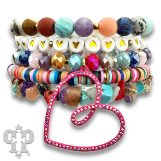 Nine strand bracelet with open heart charm