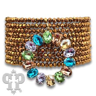 Rhinestone circle charm bracelet
