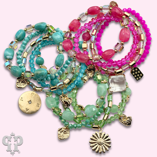 Mixed bead bracelet with charms