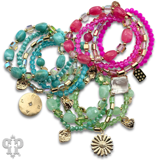 Mixed bead bracelet with charms
