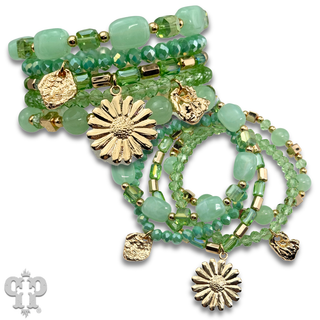 Mixed bead bracelet with charms
