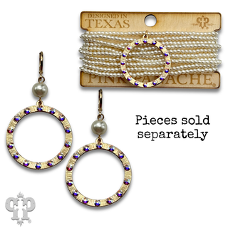 Multi-strand pearl stretch bracelet with charm