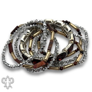 Burgundy rhinestone bracelet stack