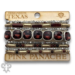 Burgundy rhinestone bracelet stack