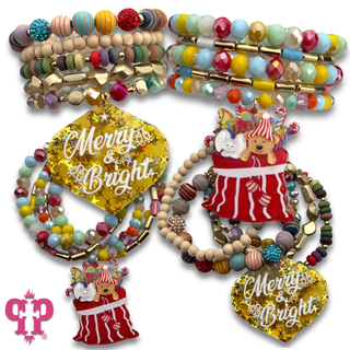 Christmas charm bracelet stack