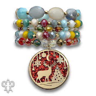 Christmas scene bracelet stack