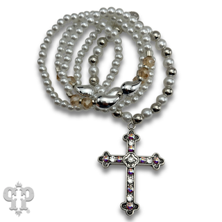 Five strand bracelet and cross charm with crystals from Swarovski®