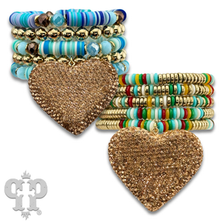 Rhinestone heart charm bracelet