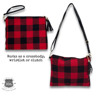 Buffalo plaid crossbody bag, last call