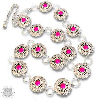 Western round stone concho belt