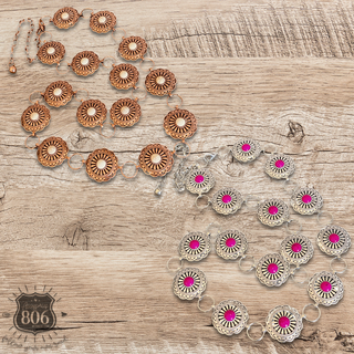 Western round stone concho belt