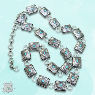 Western rectangle silver concho belt