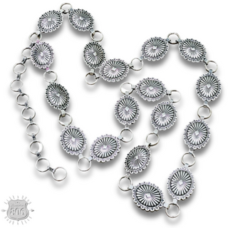 Western silver oval concho belt