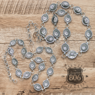 Western silver oval concho belt
