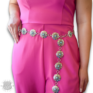 Western scalloped concho link belt