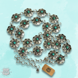 Western scalloped concho link belt