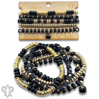 Five strand mixed shape bracelet set with Austrian crystal