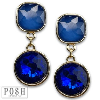 Round and square rhinestone dangle earring