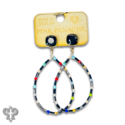 Multi-color and black bead black teardrop earring, Austrian crystal, last call