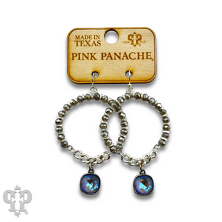 Gray faceted bead circle earring, Austrian crystal