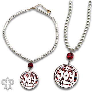 Red and silver JOY necklace with crystals from Swarovski®- LC