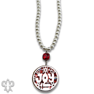 Red and silver JOY necklace with crystals from Swarovski®- LC
