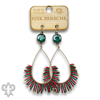 Seed bead fringe teardrop earring with crystals from Swarovski® - LC