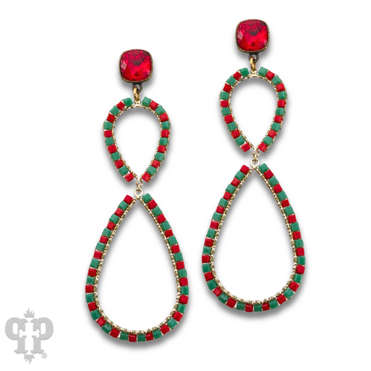 Christmas color rhinestone infinity earring, Austrian crystal