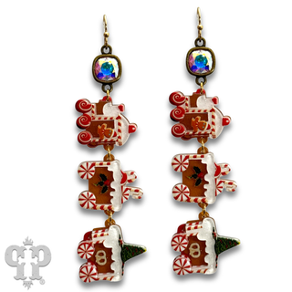 Gingerbread train earring, Austrian crystal - LC