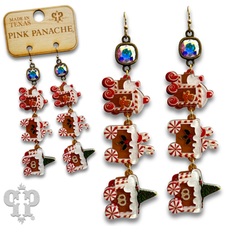 Gingerbread train earring, Austrian crystal - LC