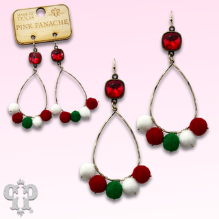 Pom-pom earring with Austrian crystal