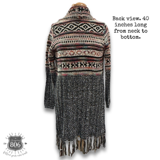 Multi-color western fringe cardigan, last call