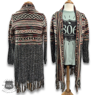 Multi-color western fringe cardigan, last call